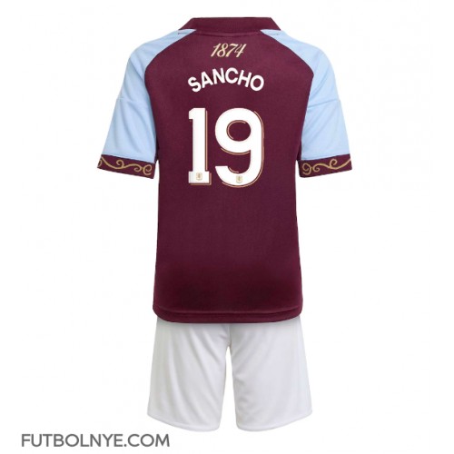 Camiseta Aston Villa Jadon Sancho #19 Primera Equipación para niños 2025-26 manga corta (+ pantalones cortos)